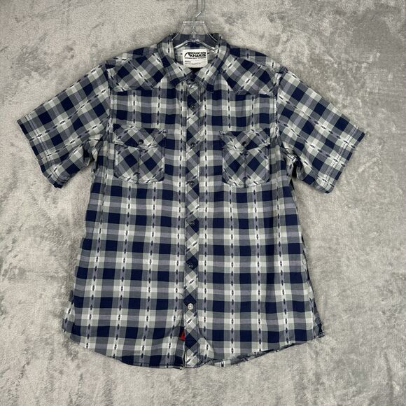 Mountain Khakis Shirt Men Medium Blue Green Plaid Rodeo Shirt Pearl Snap Western - Picture 2 of 10